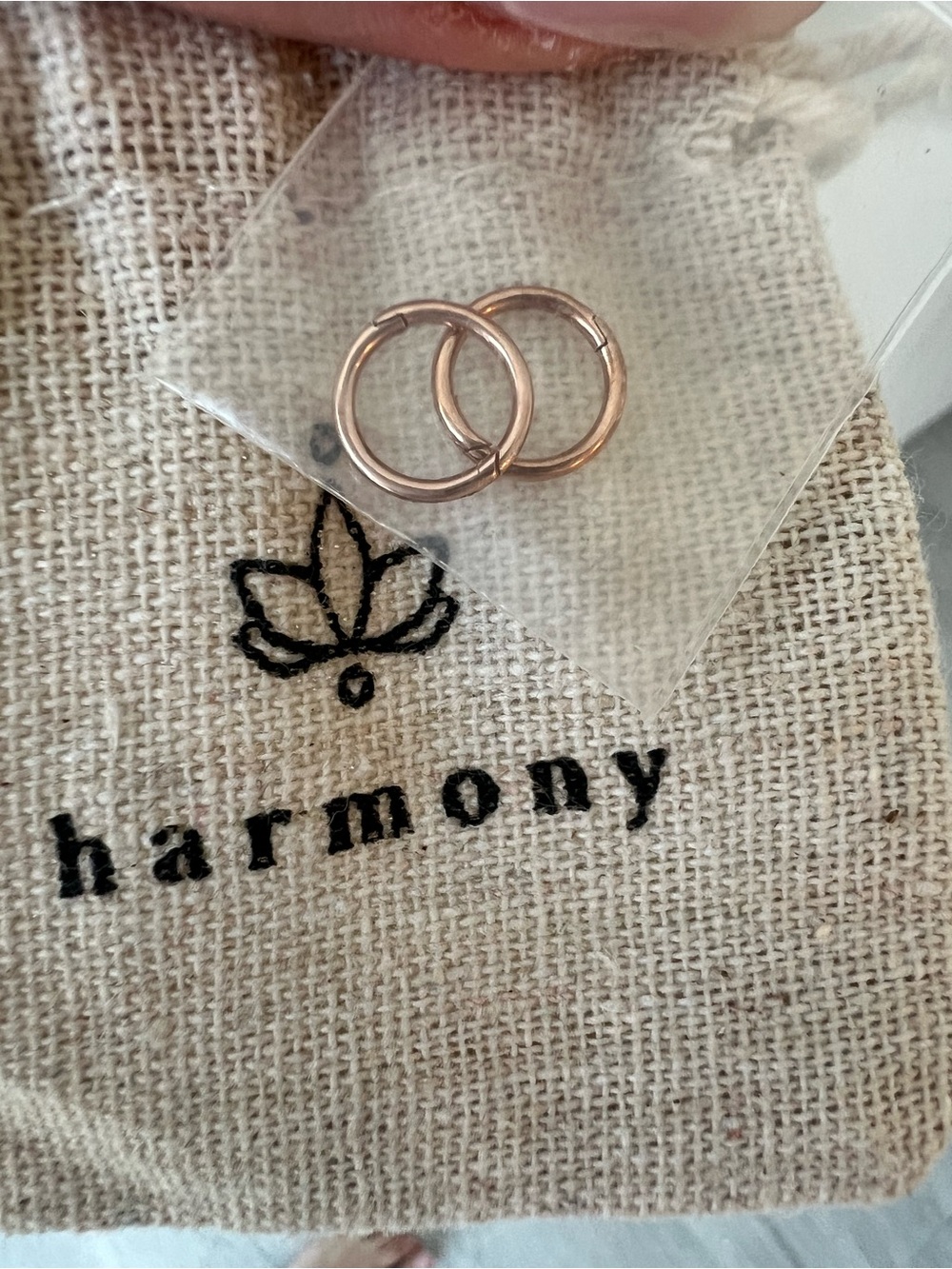 NWT Harmony Jewelry & Co Rose Gold Vermeil Mini Hoop Earrings